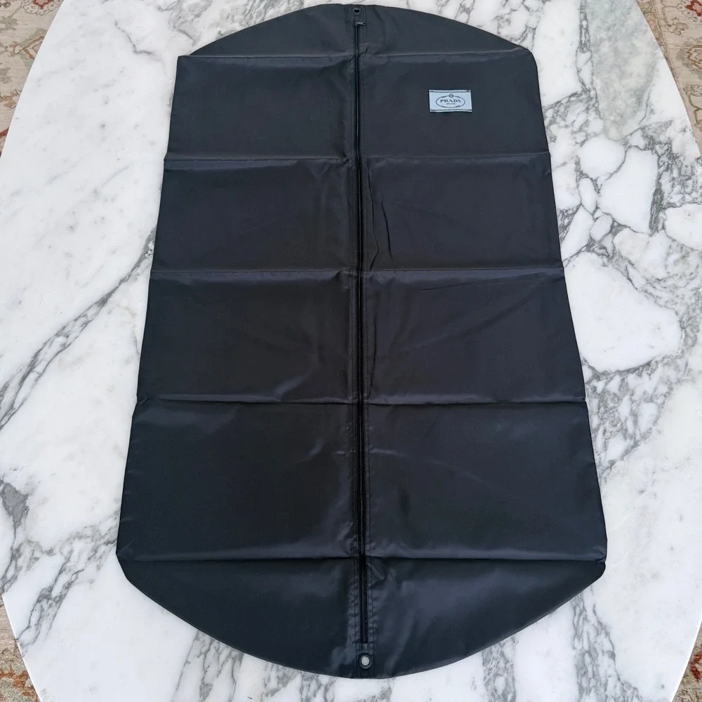 Prada Milano Black Nylon Garment Bag Travel Suit Cover Zipped Logo NEW